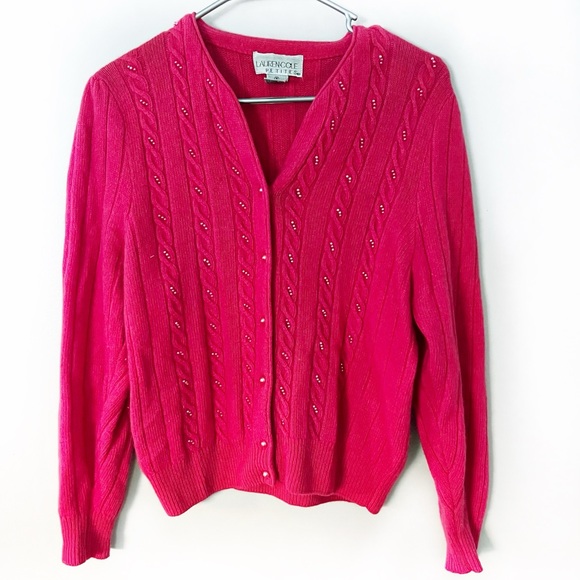 Lauren Cole Sweaters - Vintage Lauren Cole Lambswool Angora Cardigan Medium Petite Pink Feminine Girlie